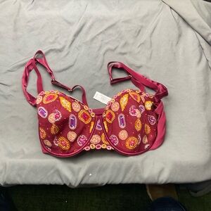 Adore Me Burgundy Embroidered Medallion Underwire Bra